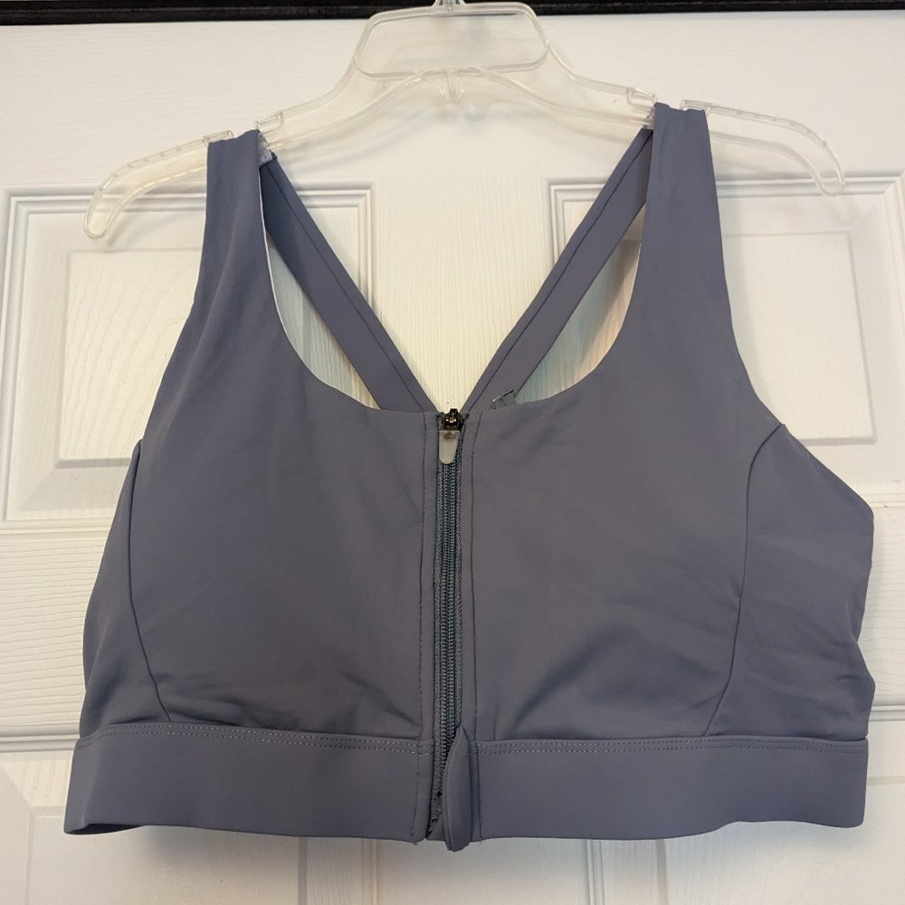 Cordaw Zipper in Front Sports Bra High Impact Strappy Back Support Workout Top